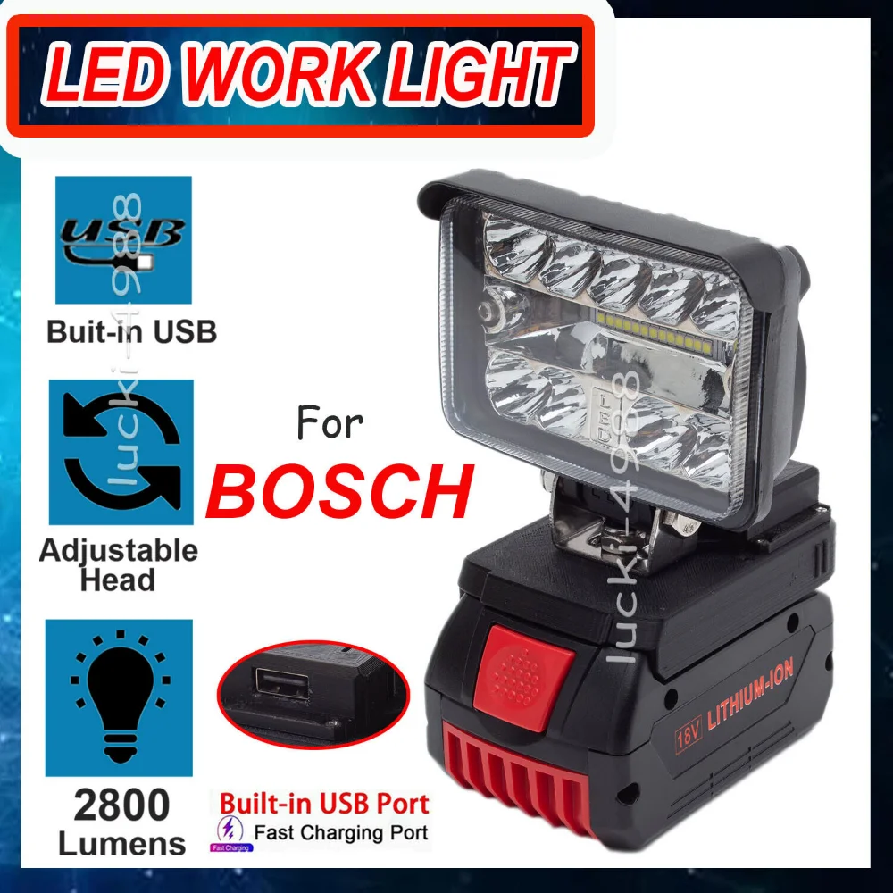 Lampe de travail LED sans fil pour Bosch 18V, lanterne Eddie Ion, lampe de  poche extérieure