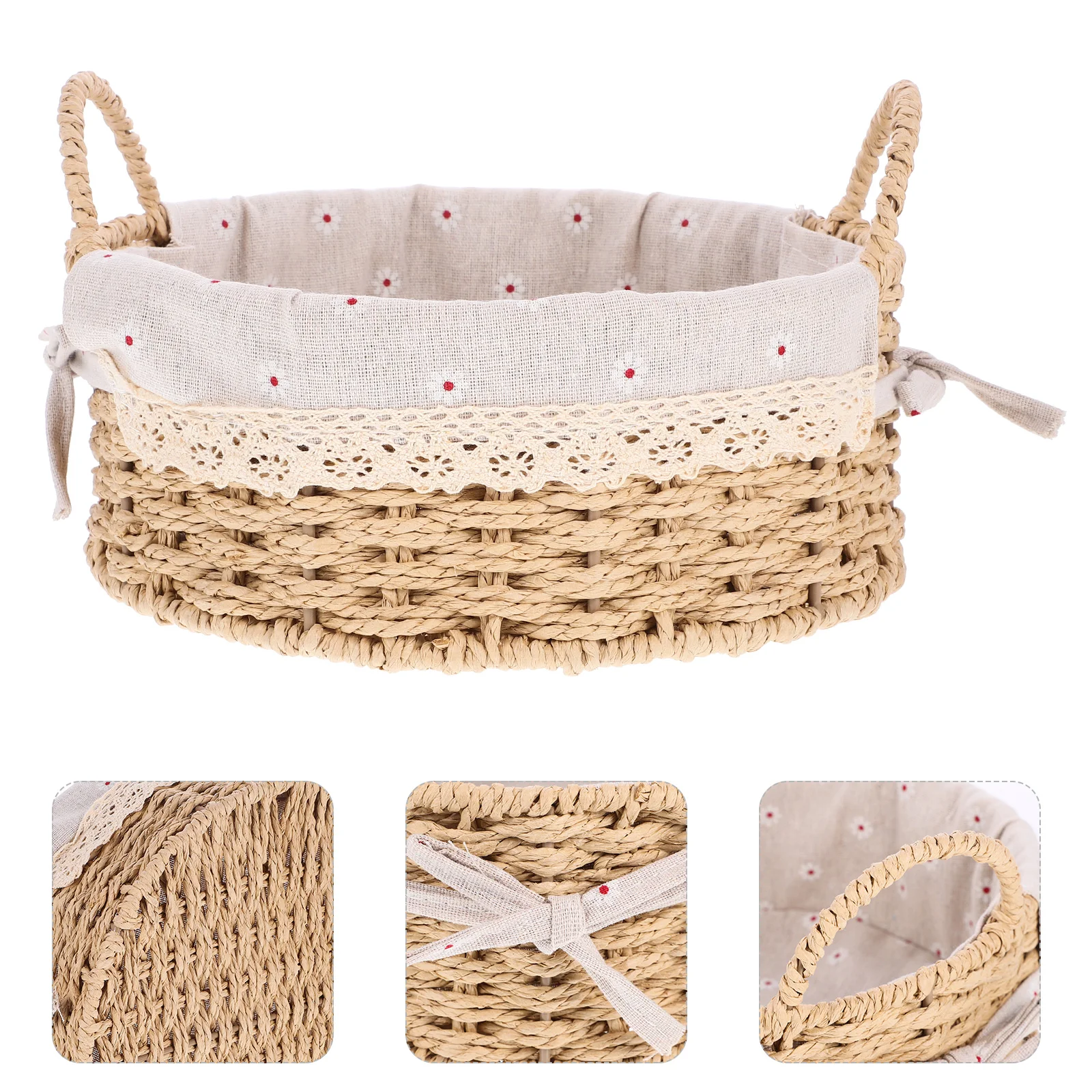 

Desk Storage Basket Woven Basket Paper Rope Snack Organizing Basket Book Sundries Basket