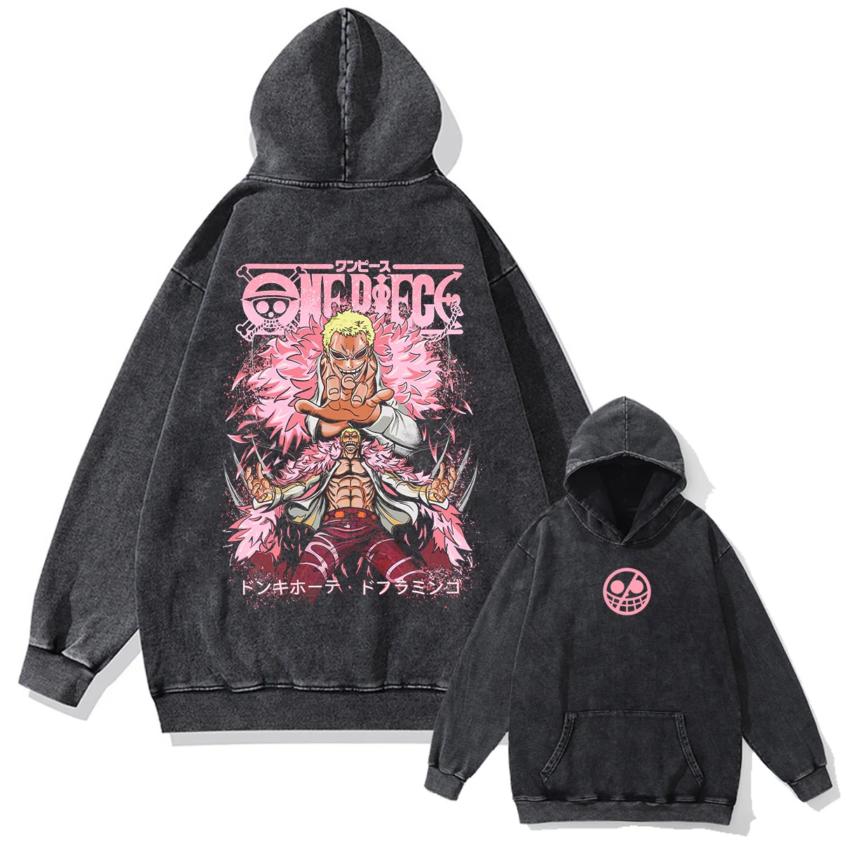 Japanese Anime One Piece Print Pullover Men Washed Hoodie Sweatshirt Cotton Harajuku Streetwear Vintage Hooded Hoodie Unisex