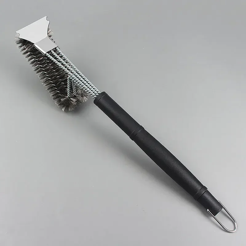 Barbecue Cleaning Tools Grill Brush Cleaning Brushes Large Grill Brush and Scraper BBQ Brush for Grill Safe 18" Stainless Steel Woven Wire 3 in 1 Bristles Grill Cleaning