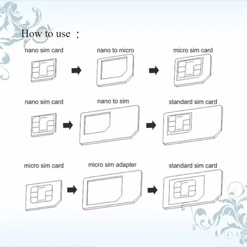 4 in 1 Convert Nano SIM Card Connector Kit for IPhone Tablet All Mobile Phone To Micro SIM Standard Adapter with Needle 2025