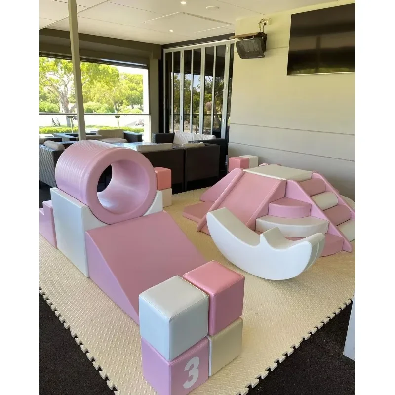 Pastel soft play package for party rental climbing blocks pink white play equipment set Playground flower mini set