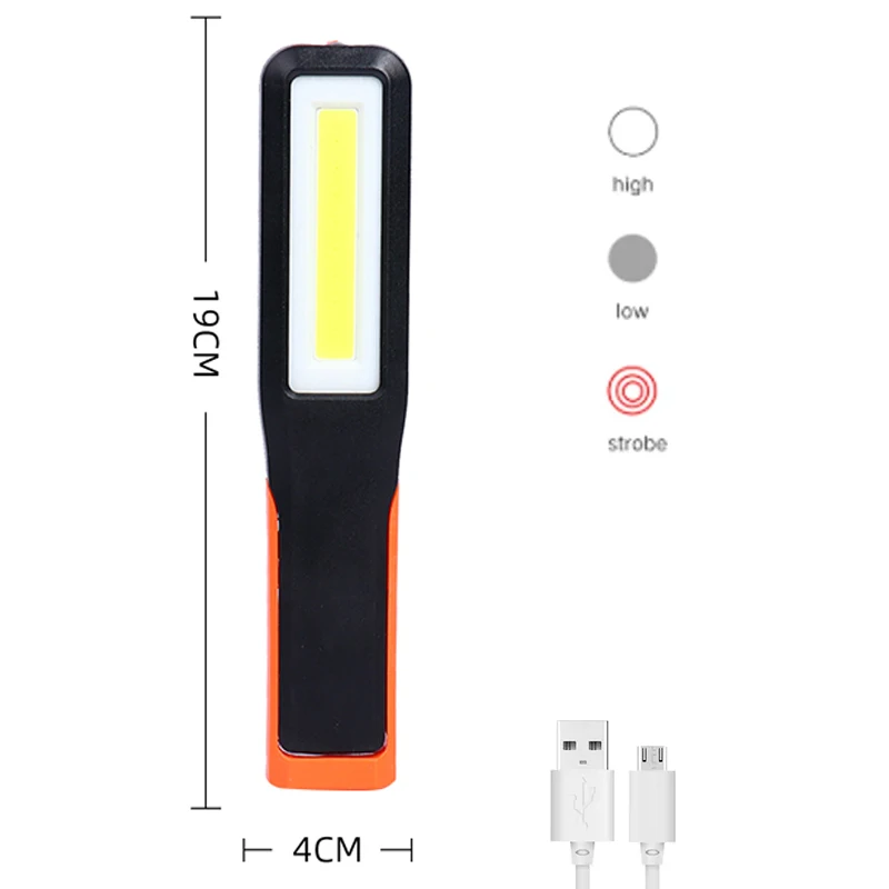 Torcia LED Ricaricabile 2 Pezzi Con Luce COB E Base Magnetica - 5 Modalità Per Emergenza E Campeggio - 4