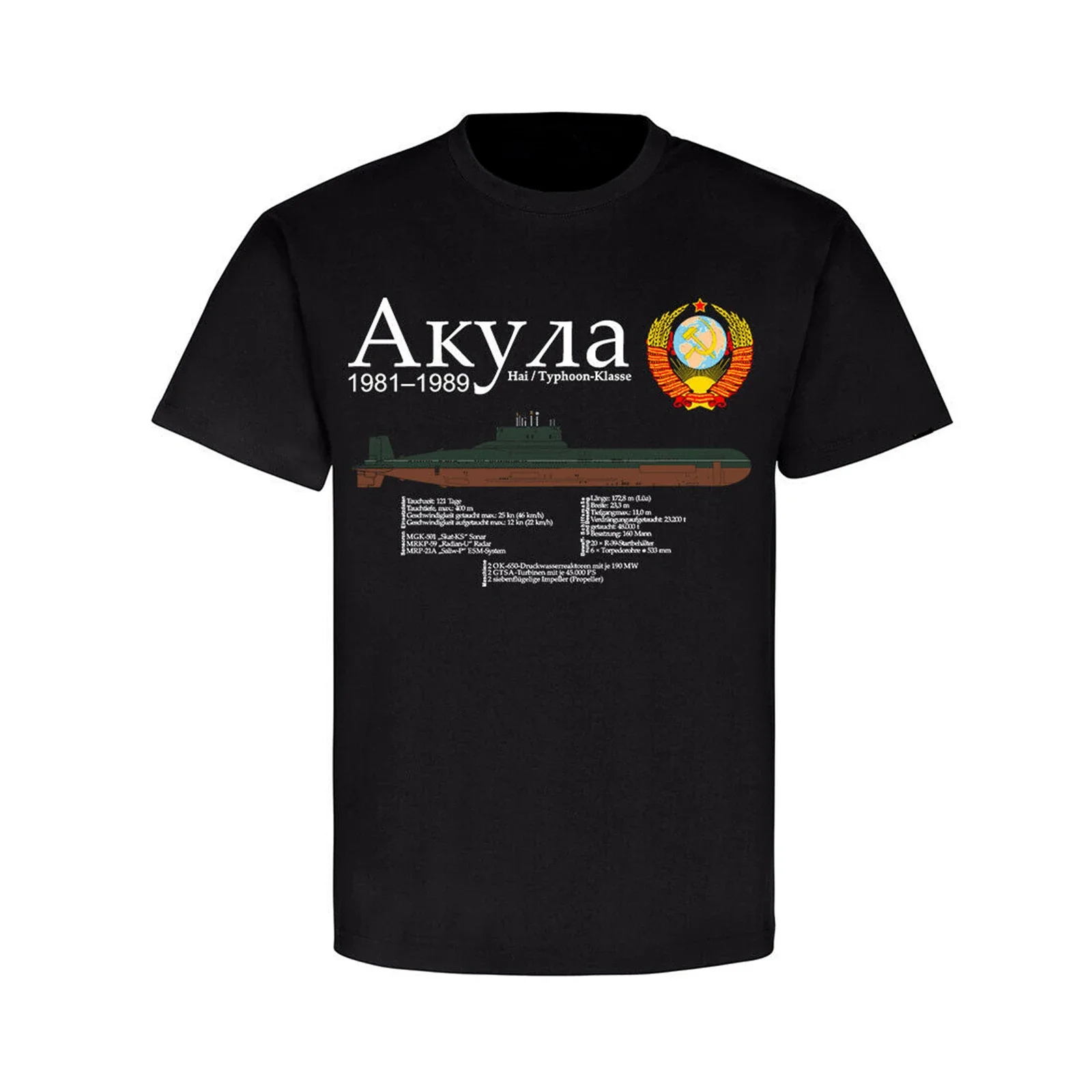 

Soviet Project 941 Akura Typhoon Class Submarine T-Shirt 100% Cotton O-Neck Summer Short Sleeve Casual Mens T-shirt Size S-3XL