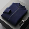 Autumn and winter new half-high-necked zipper 100% pure wool cardigan men's padded leisure knitted cashmere bottoming cedar. 3