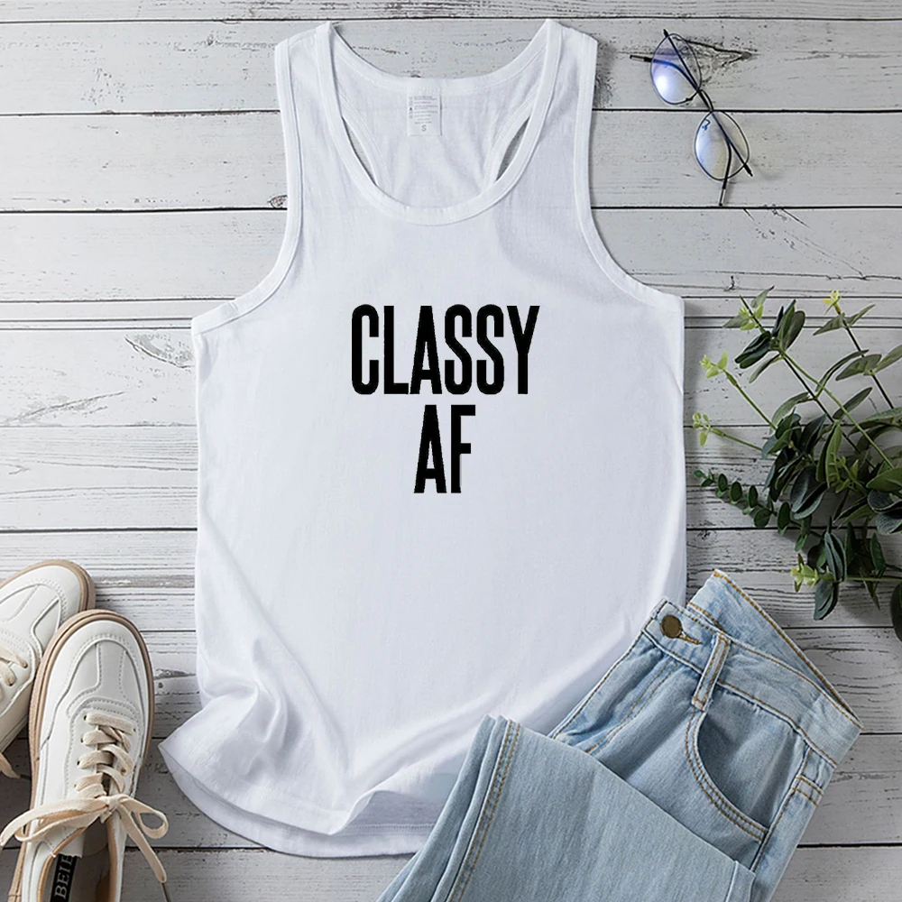 

Seeyoushy CLASSY AF 2023 New Summer Fashion Casual Women's Tank Top Y2K Aesthetic Streetwear Trend Women's Top Hurdle Vest