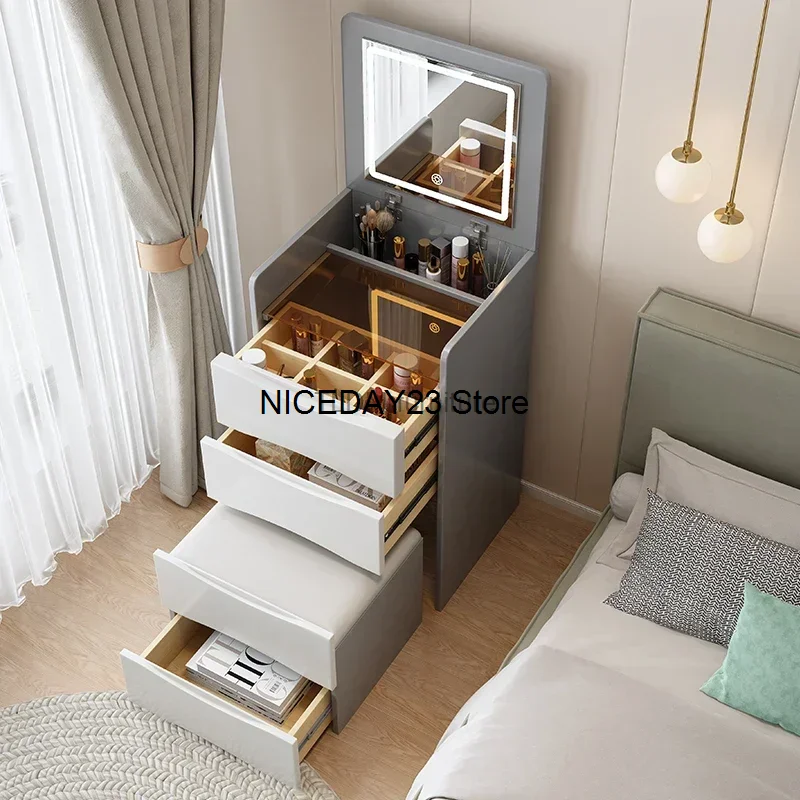 

White Luxury Dressers Vanity Mirror Drawer Bedroom Minimalist Makeup Room Desk Cosmetics Modern Nordic Coiffeuse Ornaments