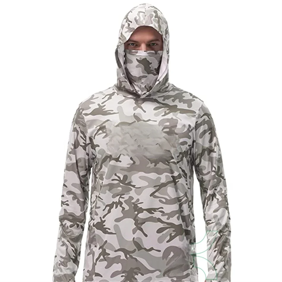 

Fishing Shirts UPF 50+ Face Cover Fishing Clothes Sun Uv Protection Camouflage Hoodie Men's Face Mask Jersey Camisa De Pesca