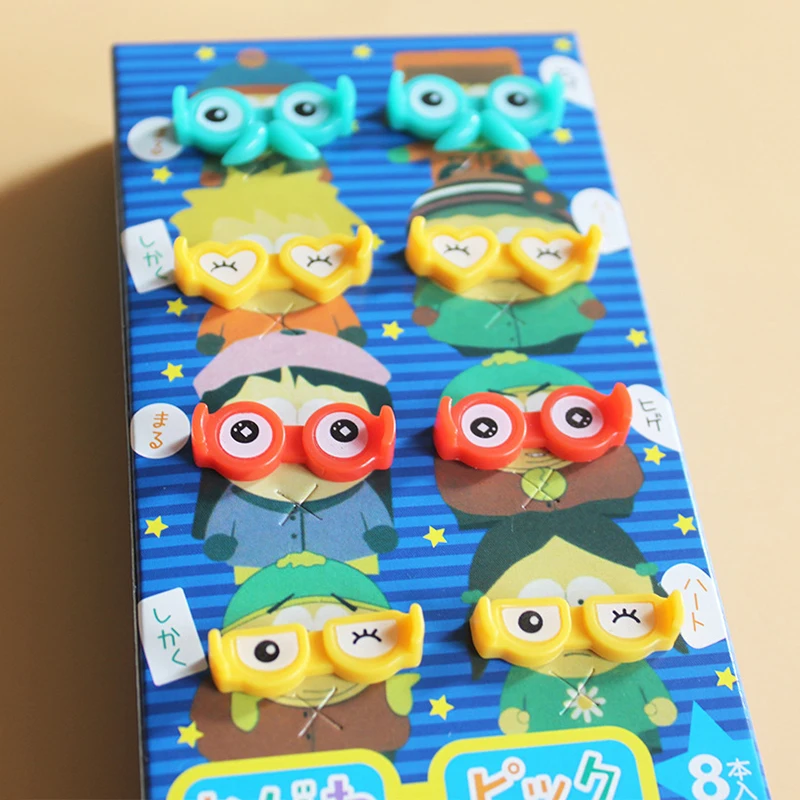 Fork Spoon Set Baby Cutlery 8pcs Cartoon Glasses Fruit Mini Children Snack Cake Dessert Toothpick Bento Lunches Party