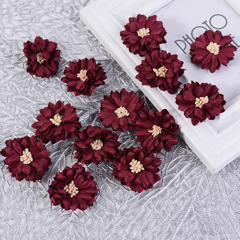 5/10/20 Stück 4 cm Stoff künstliche Blumen Kopf gefälschte Chrysantheme Blume für Zuhause Zimmer Hochzeit Dekor DIY handgemachte Handwerk Zubehör – Detail 8