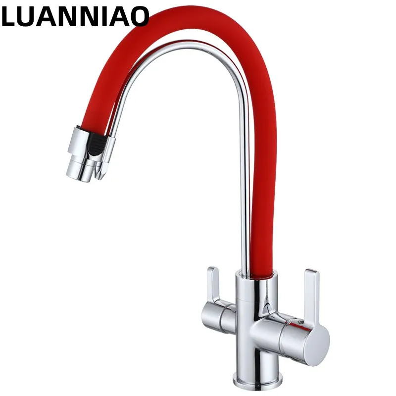 Luanniao Kitchen Faucet Water Filter Kitchen Faucets Dual Spout Filter Faucet Mixer Water Purification Feature Taps