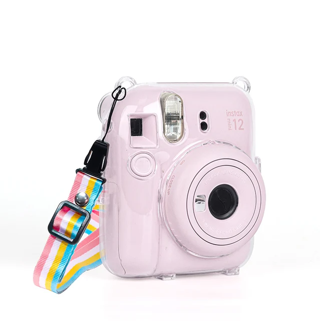 Bolsa para cámara instantánea Fujifilm Instax Mini 12, funda transparente,  lente de Selfie, correa de hombro, pegatinas - AliExpress