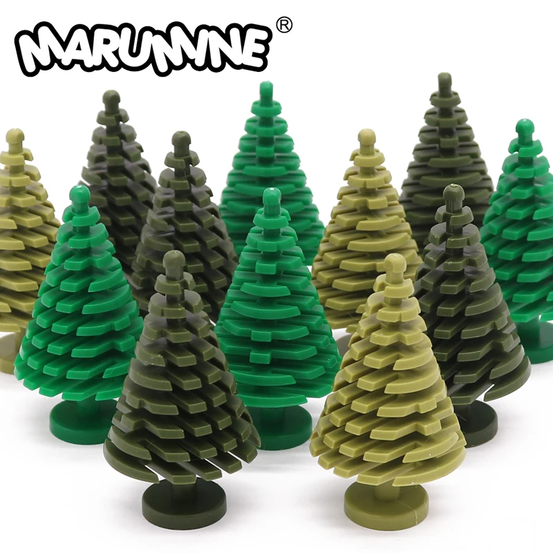 Marumine Weihnachts-Fichtenbaum-MOC-Blöcke, kompatibel mit 3471, Stiel, Gras, Blumen, Stadtteile, klassische Ziegel, Baubehör – Detail 1