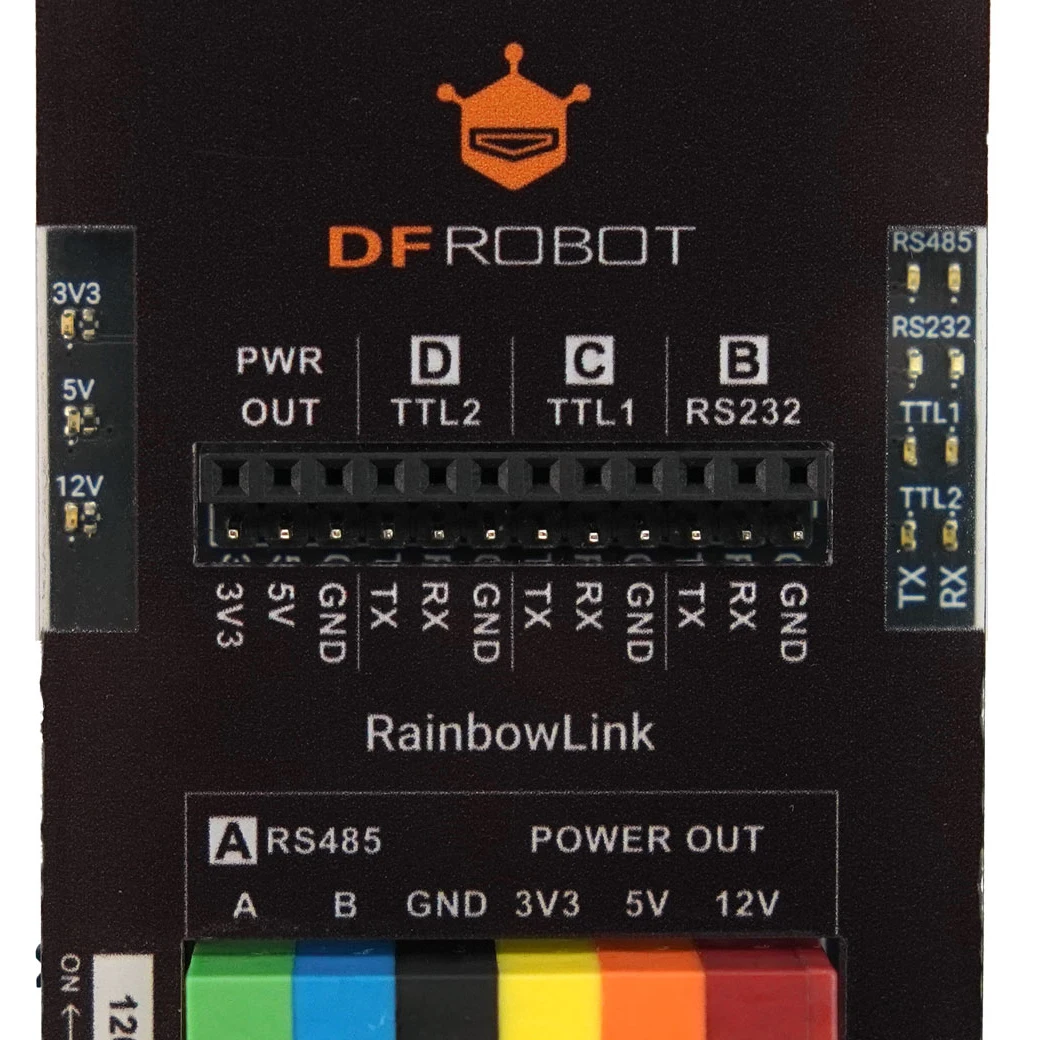 DFRobot RainbowLink Convertitore Seriale USB a RS485 RS232 TTL a 4 Canali con Uscita di Alimentazione 12V 5V 3.3V per Debugging di Schede IoT - immagine 4