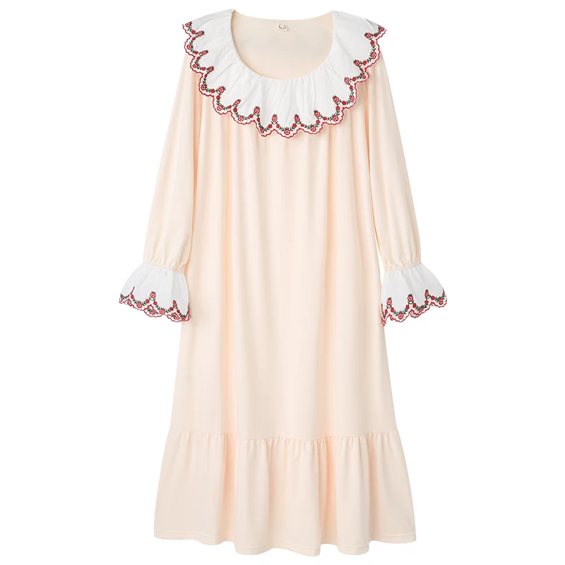 

Мягкие ночные рубашки из модала, нижнее белье, одежда для сна, женская ночная рубашка, весна-осень, кружевное платье принцессы, пижамы, большие размеры, пеньюар для женщин