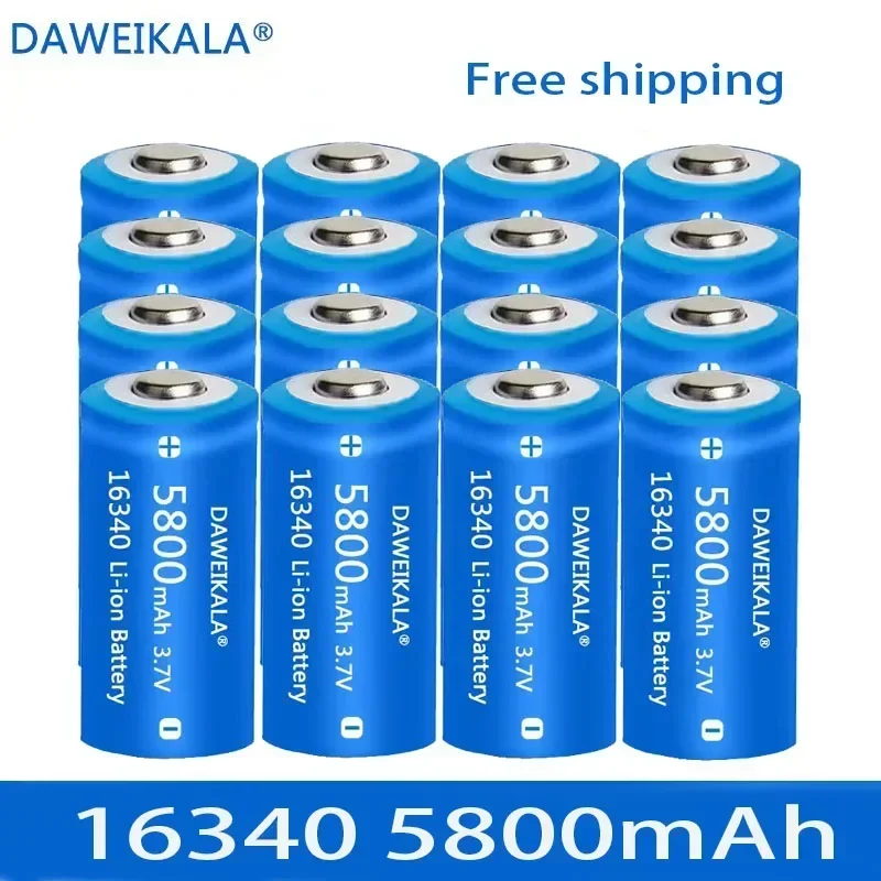 Rechargeable Lithium Batteries 5800mAh 3.7V Li-ion 16340 CR123A For LED Flashlight Travel Wall Charger