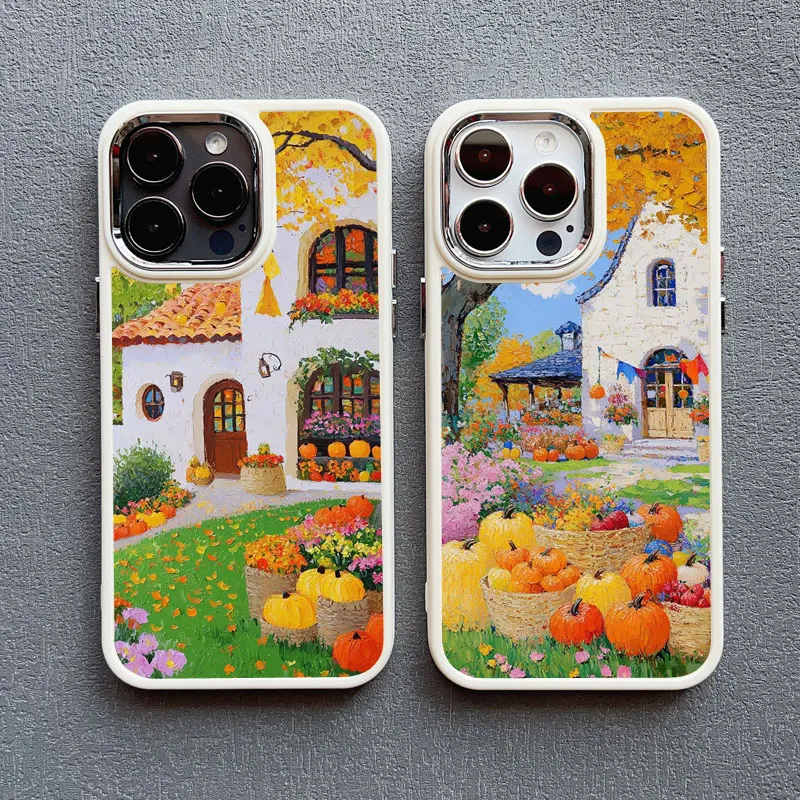 Herbst Landschaft Ölgemälde Silikon Telefon Fall Für iPhone 16 13 12 Mini 11 Pro Max 15 14 Pro Max Plus XR XS X 7 8 SE Zurück Abdeckung – Detail 11