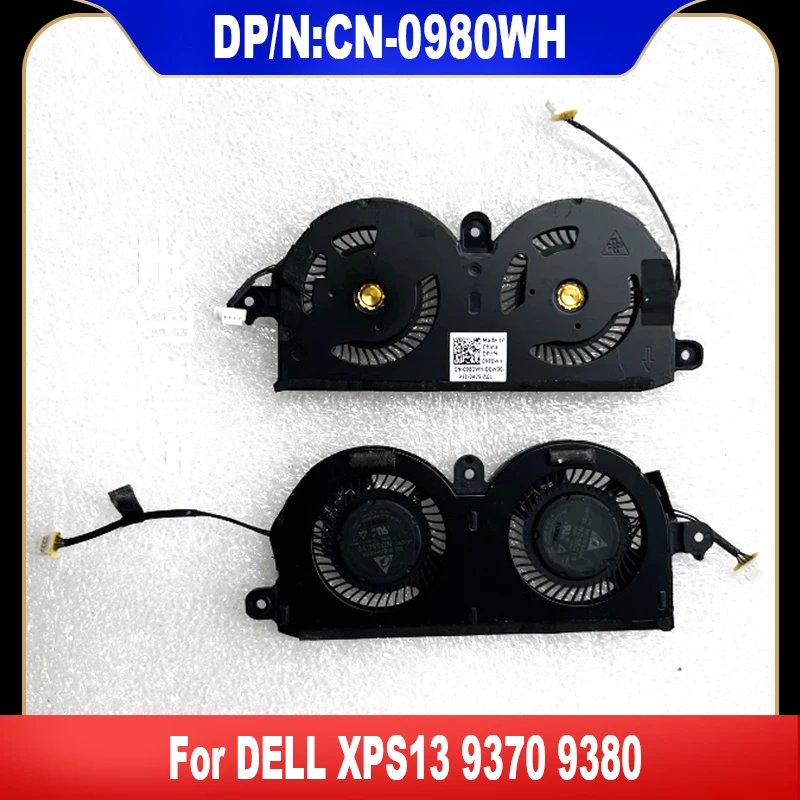 0980WH New Original For Dell XPS 13 9370 9380 P82G Laptop Cooling Fan DC05V 0.4A Cooler Fan CN-0980WH 980WH Heatsink Radiator