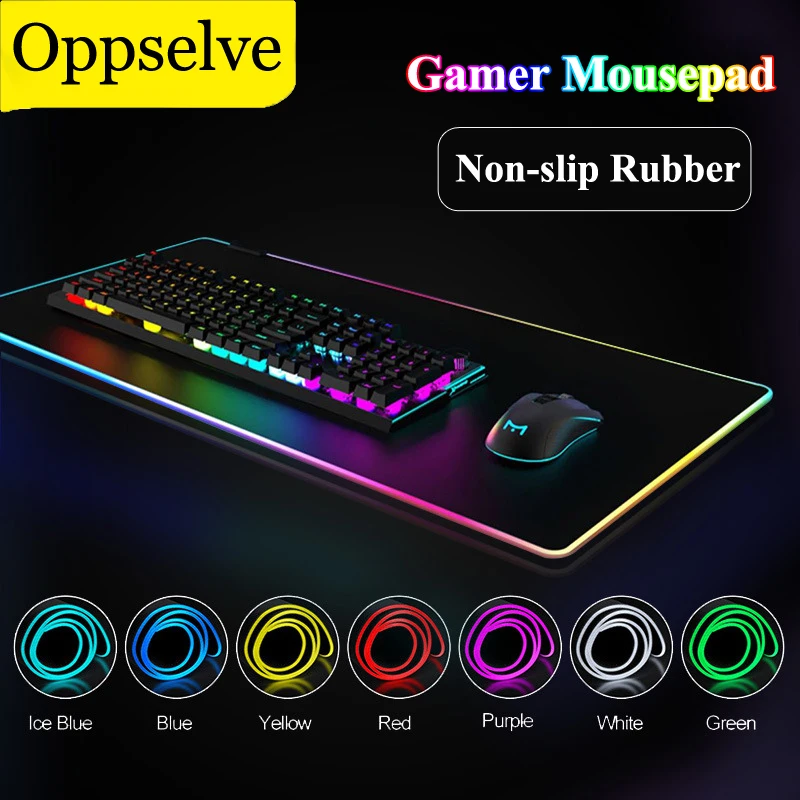 

Портативный Настольный большой коврик для мыши с подсветкой, Большой светящийся нескользящий коврик для мыши с резиновой основой для ПК