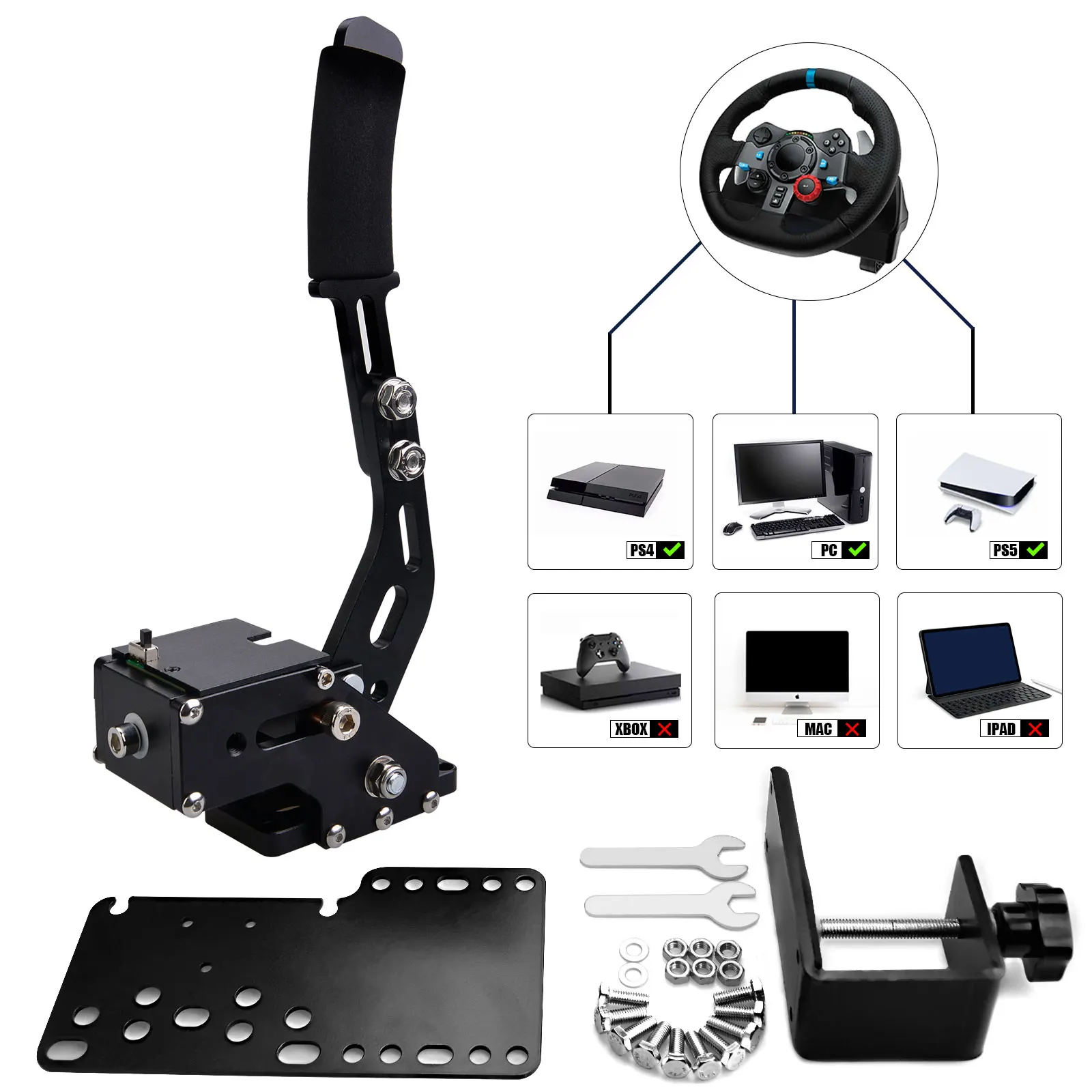 Aluminum PS4 PS5 PC USB Handbrake For SIM Auto Racing Games G29 Steel & RALLY Adjustable For PC Windows DIRT RALLY
