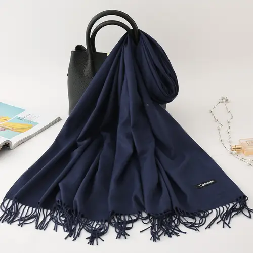 Solid Color Cashmere Scarf for Men Winter Pashmina Warm Neckerchief Navy Black Gray Men's Business Scarves Male Bufandas Shawls - Image 6