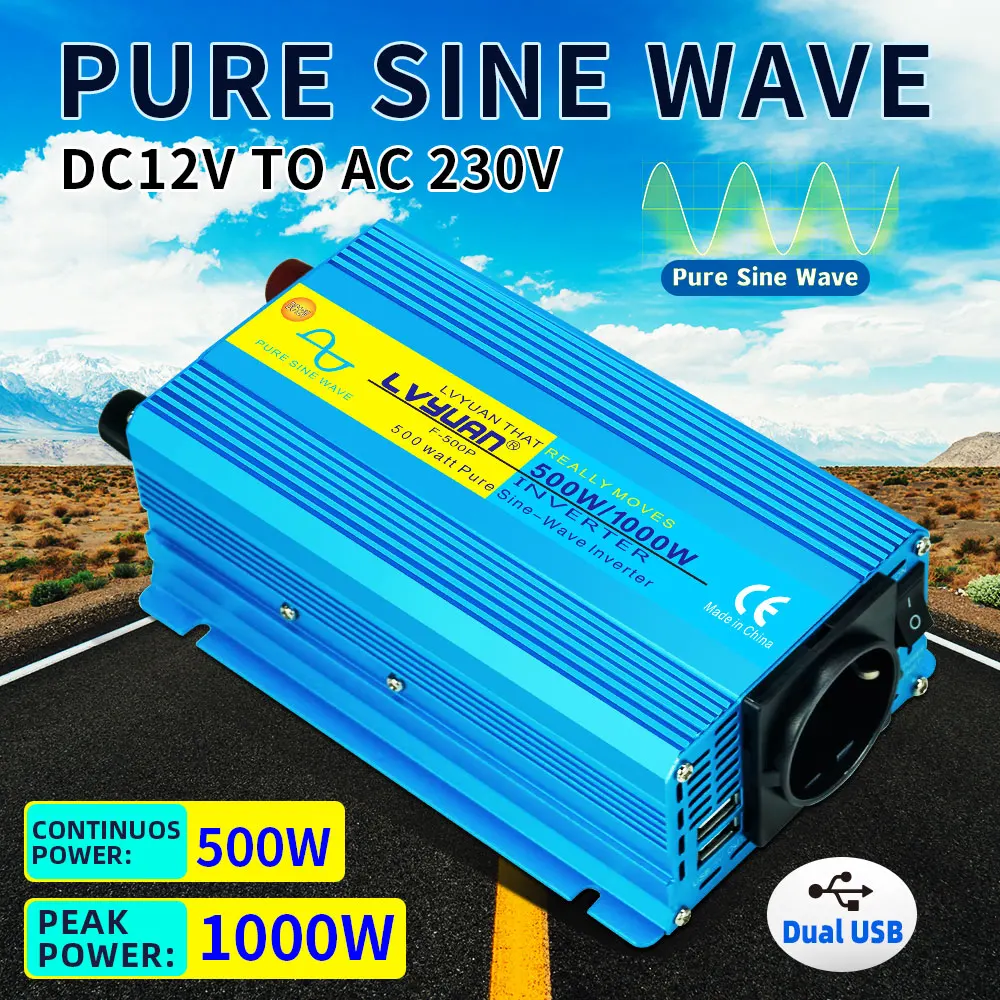 Pure Sine Wave Inverter 1000W DC 12V AC 220V 50Hz 60Hz Power Inverter Home Car Converter Solar Energy solar inverter pure sine wave inverter car converter inverter car inverter car power converter power inverter