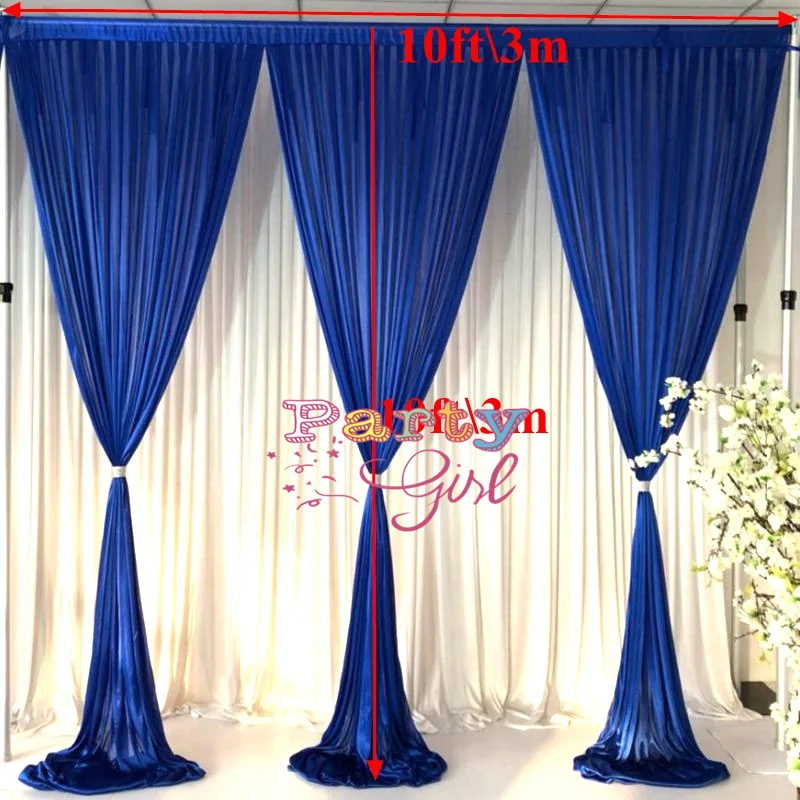 

10x10ft Royal Blue Ice Silk Wedding Backdrop Curtain Stage Background Drape Photo Booth Banquet Event Decoration