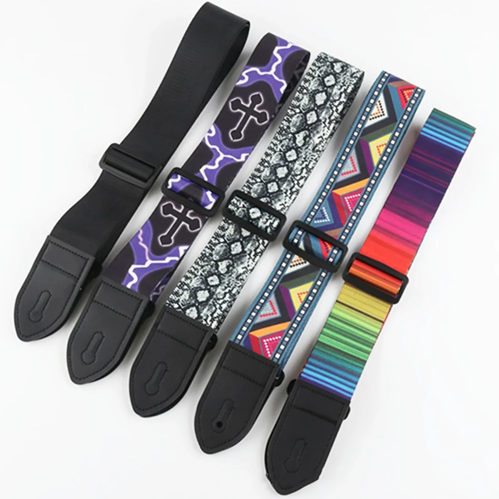 Guitar Strap Single Shoulder Crossbody Guitar Bag With Printed Personality Strap 5Cm Wide