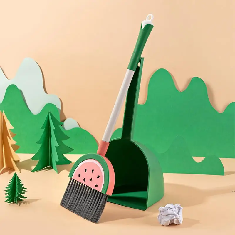 Kids Broom And Dustpan Set Fruit Design Kitchen Broom Little Housekeeping Helper Set House Cleaning Tools For Boys And Girls 3