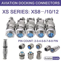 10SETS XS8 XS10 XS12 Aviation Connector Push-Pull Self-Locking Plug & Socket 2/3/4/5/6/7 Pin Gold-Plated Terminal Adapter Set 6
