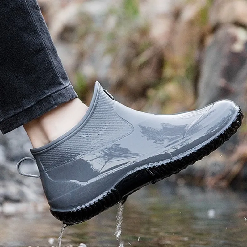 Men's Rain Boots Women's Ankle Water Shoes Non-slip Waterproof Safety Work Shoes Warm Cotton Platform outer wear Couple Lovers