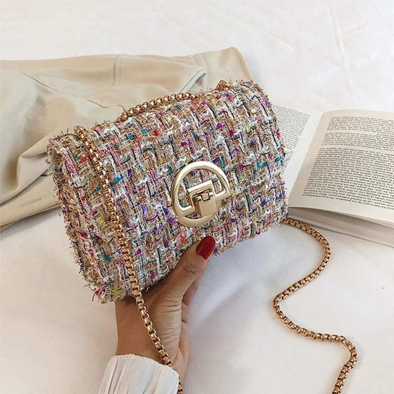 

Женская сумка для подмышек контрастных цветов, модная дизайнерская сумочка на плечо в корейском ретро-стиле, мессенджер с цепочкой на осень и зиму