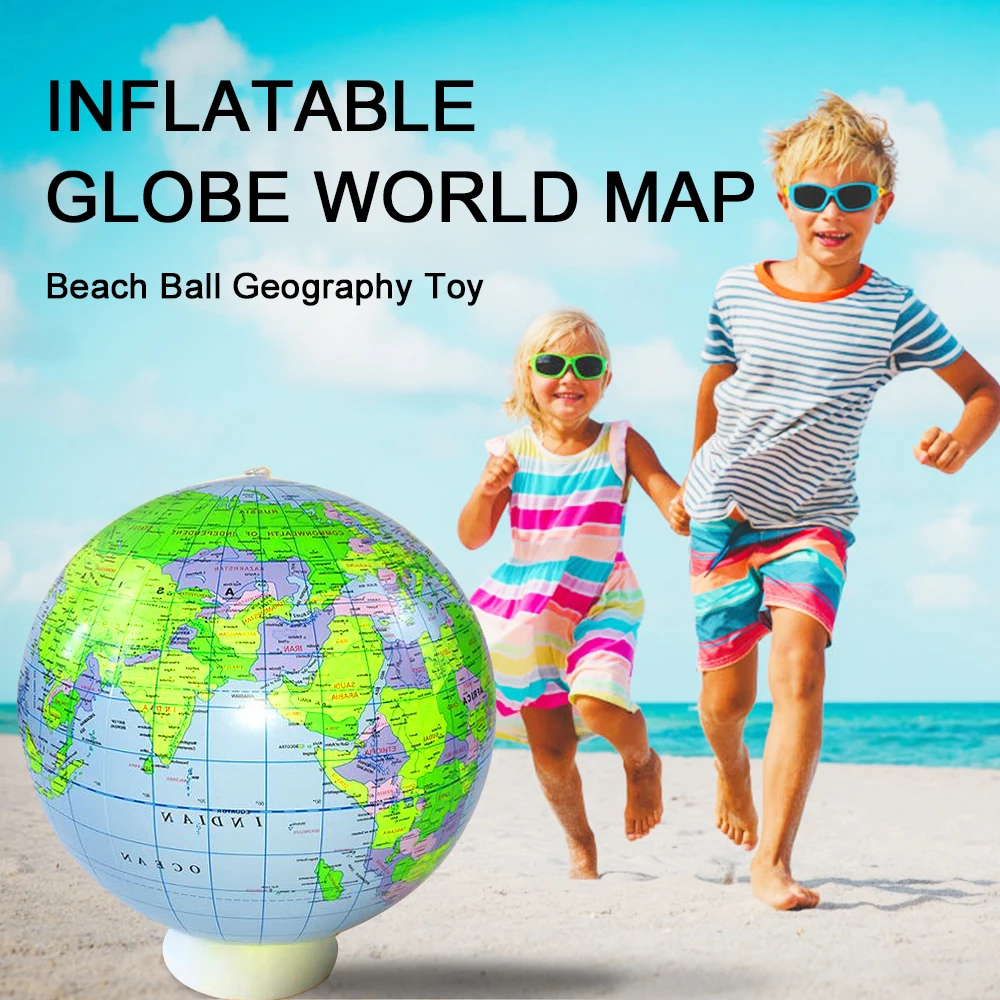 30cm Inflatable World Globe Earth Teaching Geography Map Beach Ball Kids Toy