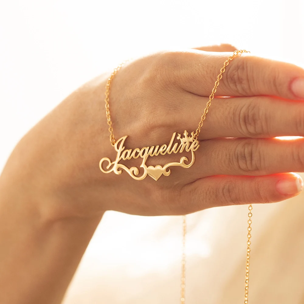 

Handmade Custom Jewelry Personalized Name Necklace for Women Statement Heart Ribbon Chain Choker Christmas Gift Bijoux Femme