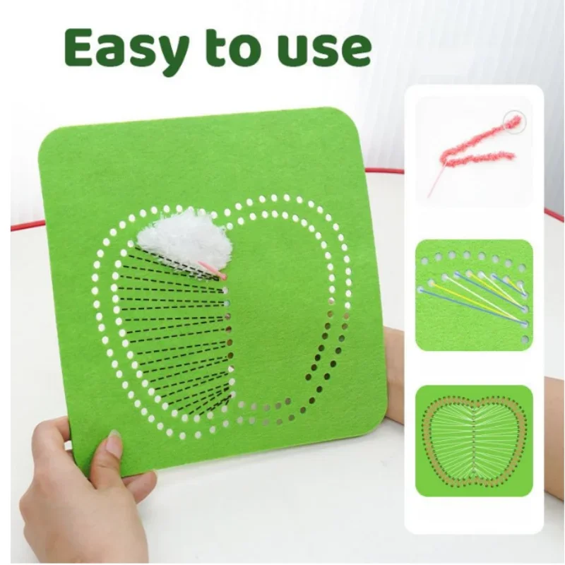 Handmade Wool Embroidery Children's Diy Perforated Pattern Embroidery Set Cartoon Wool Hand Embroidered Felt 3
