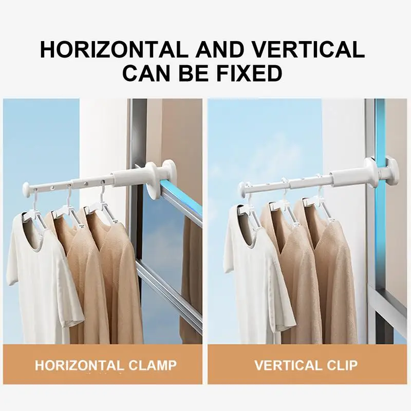 Folding Clothes Hanger Rack Window Clothes Bar Foldable Clothes Hanger Drying Rack Rod For Hotel Laundry Room Bathroom Bedroom 4