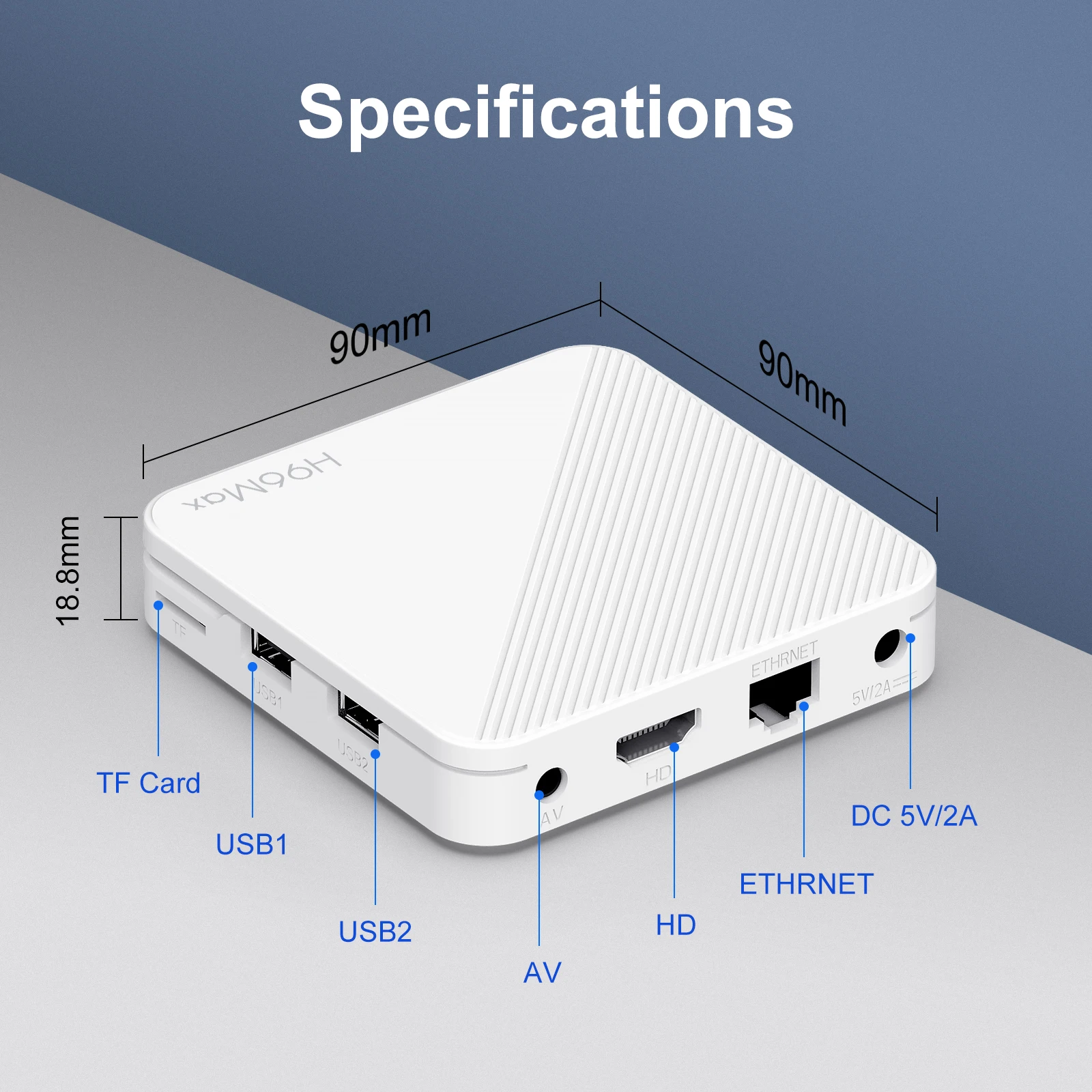 TV Box Android 14.0 H96 MAX H313 Quad Core ARM Cortex A53 Support BT Remote Cont