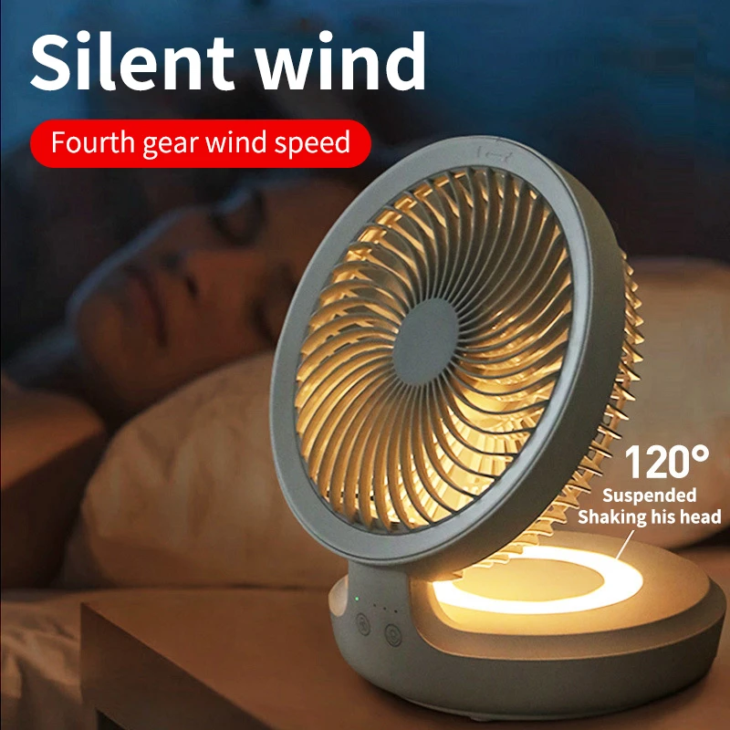 

Wall-mounted Wireless Portable Fan Foldable Fan Mini Fan 4000 MAh Super Long Standby Mute With Night Light Shaking Head