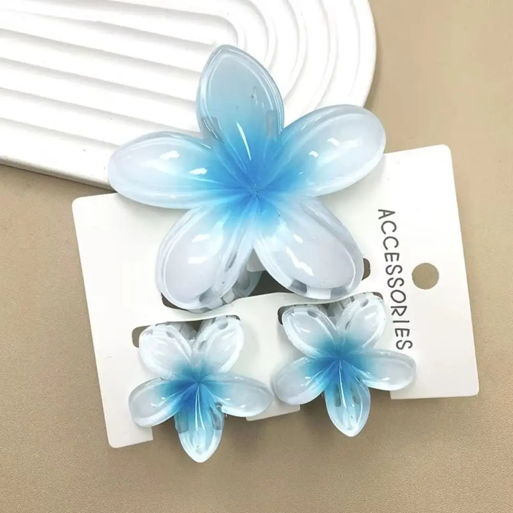 3 Teile/satz Neue Farbverlauf Haar Krallen Plumeria Blume Acryl Hawaiian Blume Haar Clip Süße Blume Klemme Haar Clips Strand – Detail 5