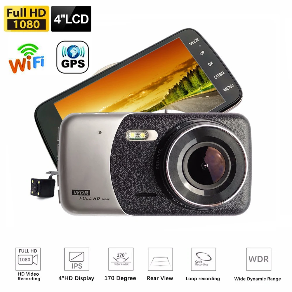 

Car DVR WiFi Full HD 1080P Dash Cam Rear View Camera Car Video Recorder Night Vision Auto Dashcam Camera GPS Tracker Black Box
