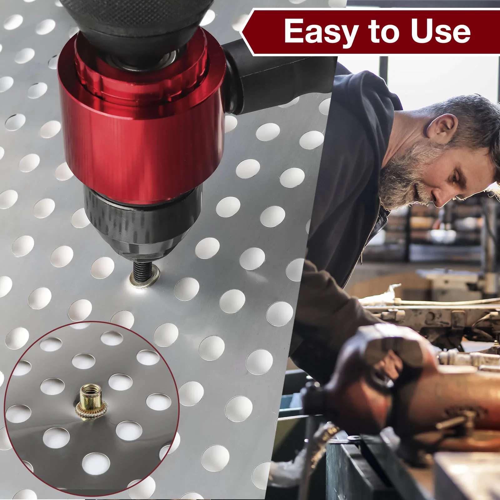 Rivet Gun Rivet Nut Tool M3/M4/M5/M6/M8 Rivet Nut Tool Adapter Insert Nut Riveting Tools Home Cordless Electric Rivet Gun Converter Riveting Machine