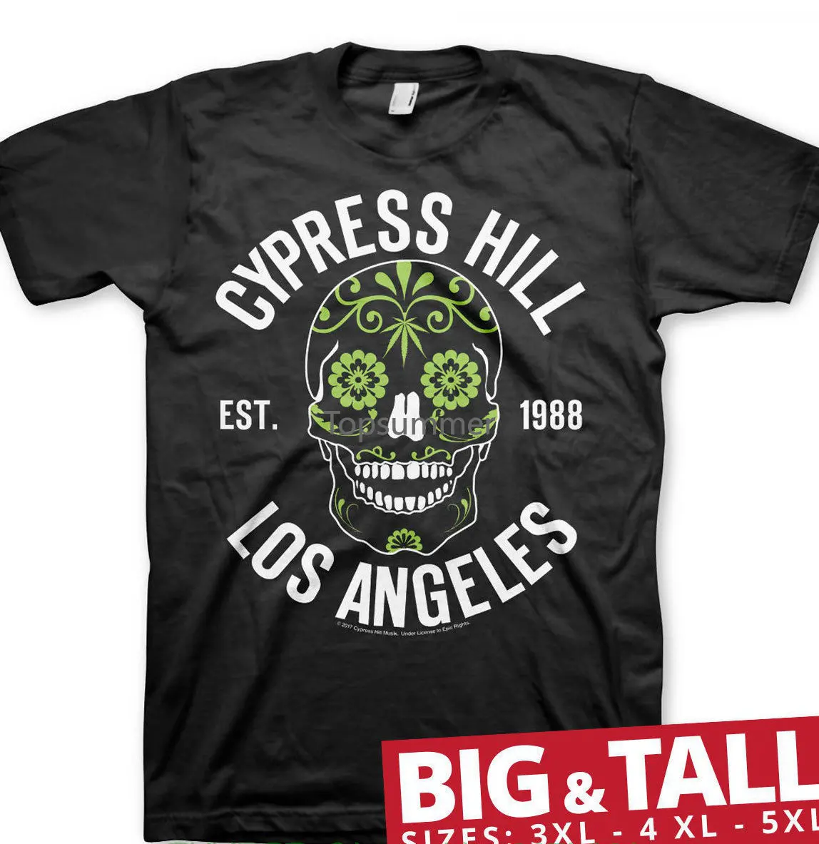

T Shirt Men 2018 Fashion Officially Licensed Cypress Hill Sugar Skull 3Xl 4Xl 5Xl Men'S T-Shirt