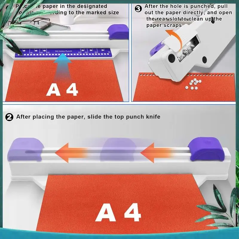(신제품) 핸드 푸시 바인더, 30홀 바인더 기계, 코일 바인더, A4 A5 A6 A7 B5-B7 스크랩북용 가정용 데스크탑 바인더 펀처