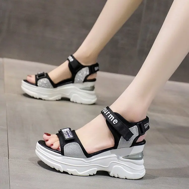 Neue Sommer Damen Sandalen Plattform Keil Heels Schuhe Casual Strand Erhöhung Hang mit frauen Sport High Heels Sandalen Mädchen – Detail 4