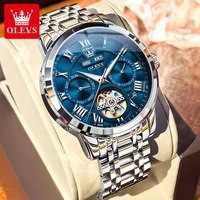 OLEVS 6668 Men Watch Luxury Brand Fully Automatic Mechanical Watch HD Roman Scale Waterproof Calendar Hollow Men Formal Watch
