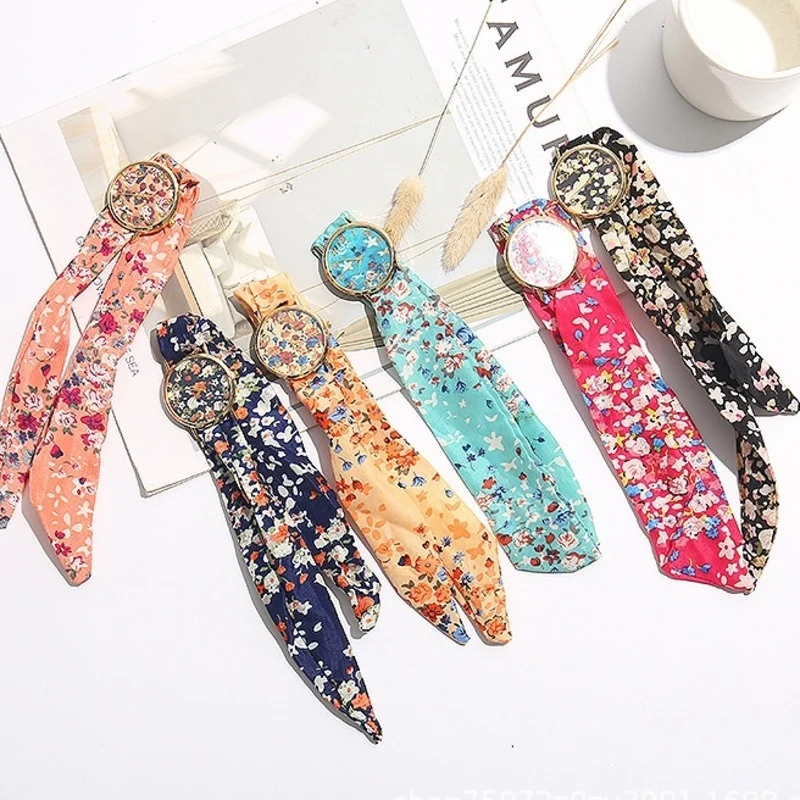 

Women Scarf Band Party Flowers Watches Casual Ribbon Streamer Quartz Hairband Watch Montre Femme Relogio Feminino