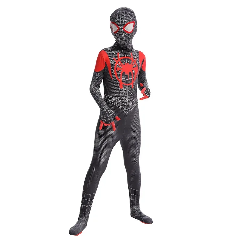 New  Cosplay Costume Bodysuit Zentai Halloween  Peter Parker Superhero Jumpsuit Set for Kids