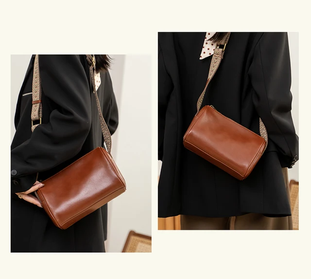 Tas selempang kulit asli wanita, kantung bahu selempang sayuran