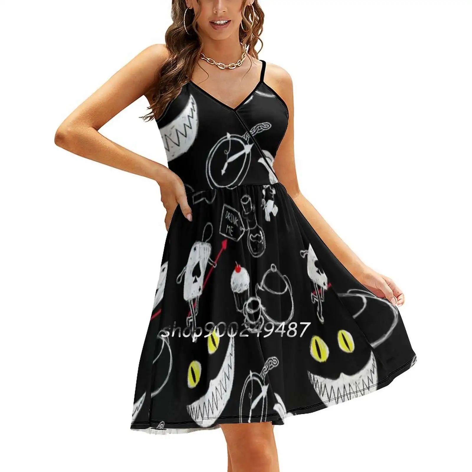 

Alice In Pattern Sling Dress Summer Dress Sling Sexy A Line Dress Fashion Female Dress Alice In Alice Book Read Literature Nerd