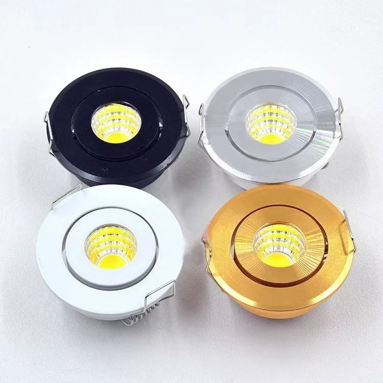 LED Spotlight 100V 120V 230V Mini COB LED Ceiling Light 3W Showcase Jewery Cabinet Lighting LED Spot Light Cut Out Hole 40-45mm